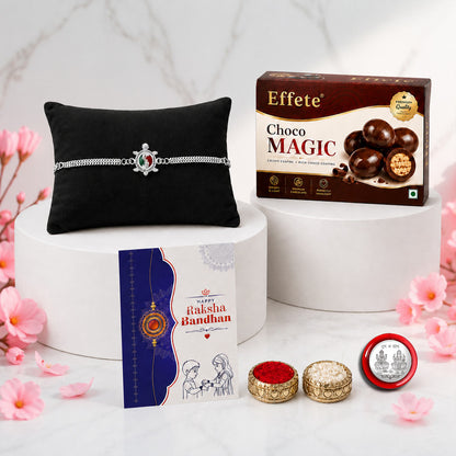 DeoDap Bracelet Rakhi Combo for Brother with Chocolate Magic(32-GM)Rakhi Gift | Assorted