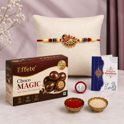 Rakhi Combo for Brother with Chocolate Magic(32-GM)Rakhi Gift | Assorted Gift Box