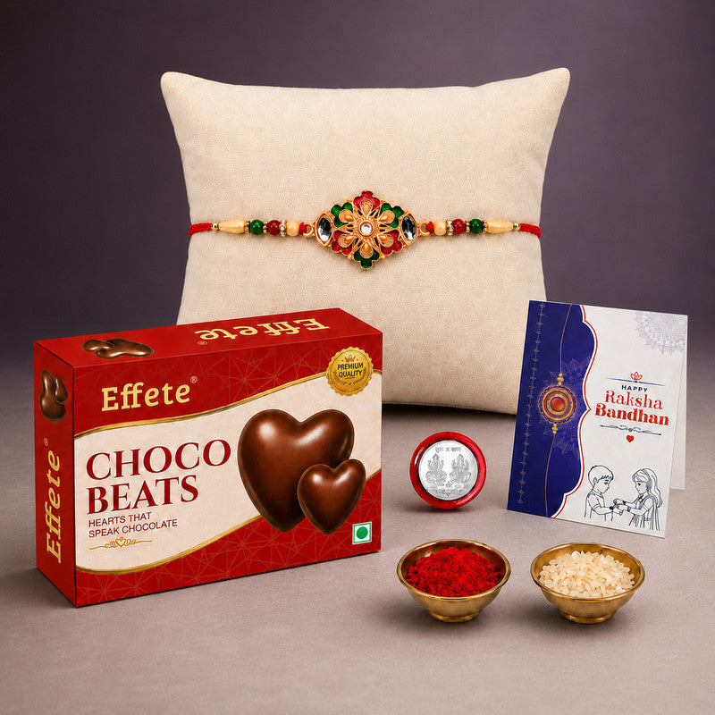Rakhi Combo for Brother with Chocolate Beats (32-GM)Rakhi Gift | Assorted Gift Box