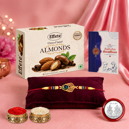 Rakhi Combo for Brother with Chocolate Almond (32-GM)Rakhi Set | Assorted Gift Box