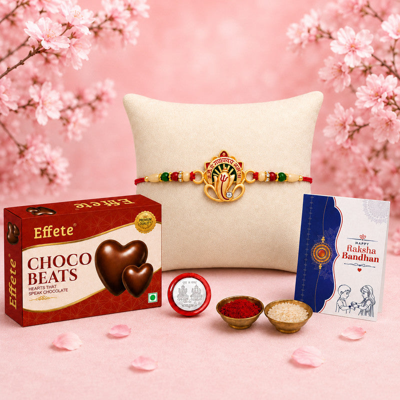 Rakhi Combo for Brother with Chocolate Beats (32-GM)Rakhi Gift | Assorted Gift Box