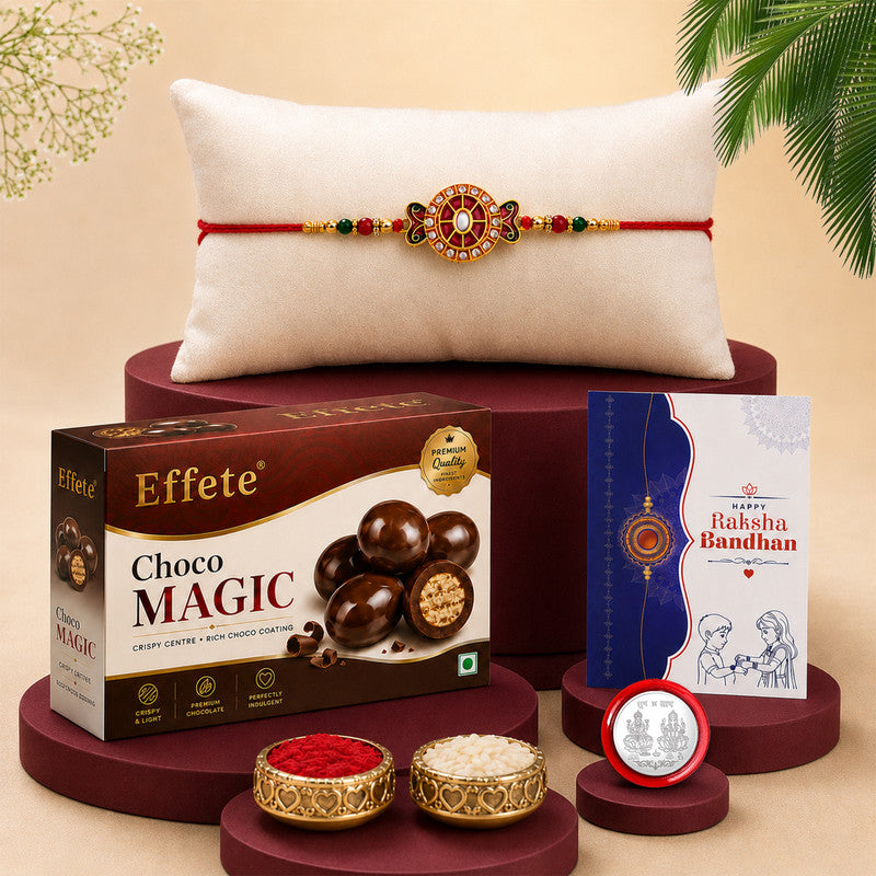 Rakhi Combo for Brother with Chocolate Magic(32-GM)Rakhi Gift | Assorted Gift Box