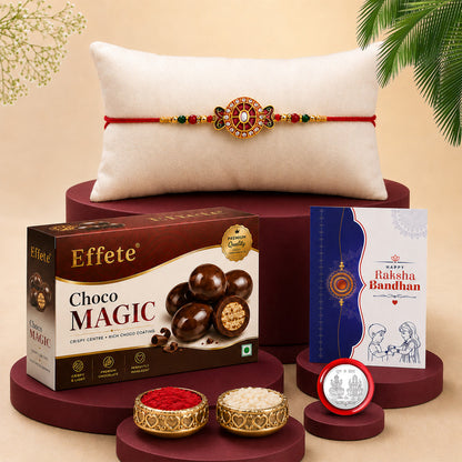 Rakhi Combo for Brother with Chocolate Magic(32-GM)Rakhi Gift | Assorted Gift Box