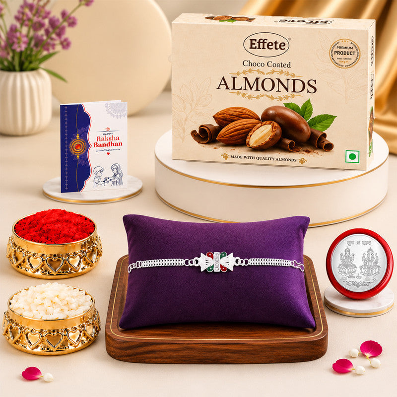 Rakhi Combo for Brother with Chocolate Almond (32-GM)Rakhi Set | Assorted Gift Box