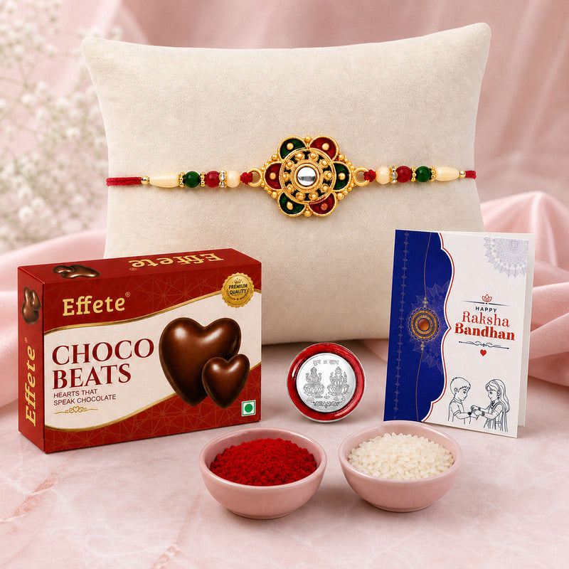 Rakhi Combo for Brother with Chocolate Beats (32-GM)Rakhi Gift | Assorted Gift Box
