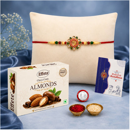 DeoDap Rakhi Combo for Brother with Chocolate Almond (32-GM)Rakhi Set | Assorted Gift Box