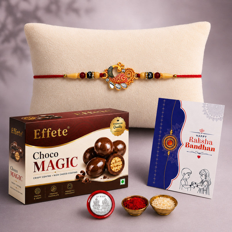 Rakhi Combo for Brother with Chocolate Magic(32-GM)Rakhi Gift | Assorted Gift Box