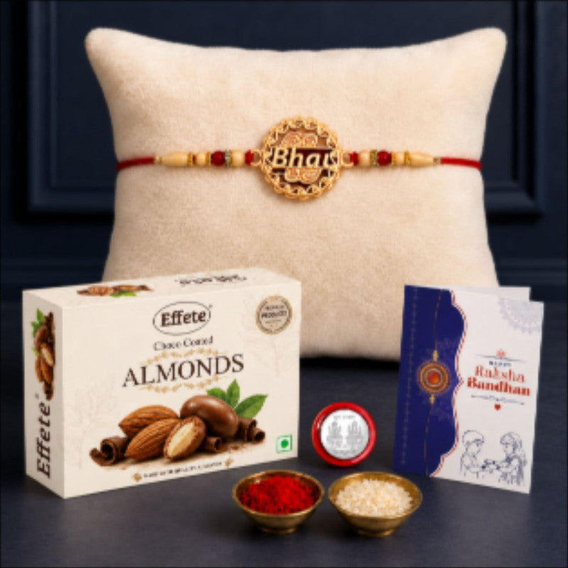 Rakhi Combo for Brother with Chocolate Almond (32-GM)Rakhi Set | Assorted Gift Box