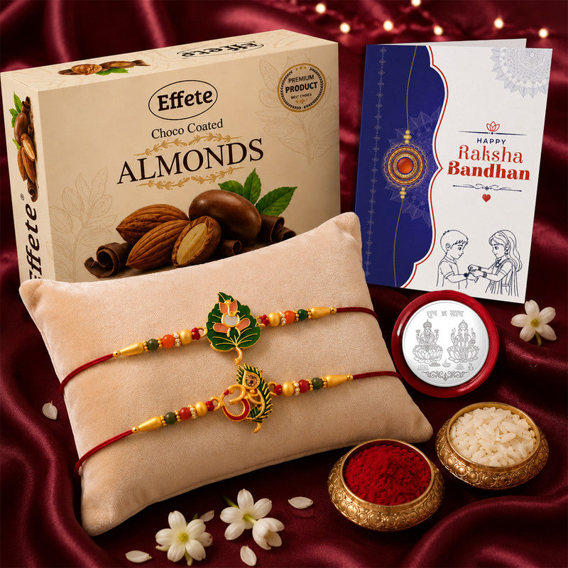 Rakhi gift for brother with Chocolate Almond(32-GM) | Rakhi Set | Assorted Gift Box