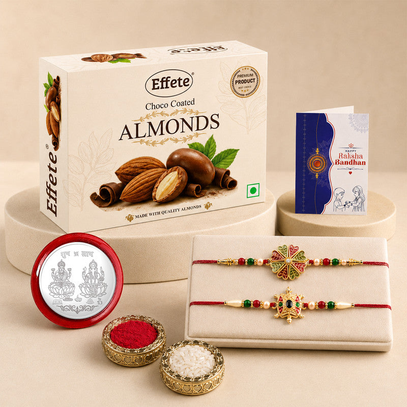 Rakhi gift for brother with Chocolate Almond(32-GM) | Rakhi Set | Assorted Gift Box
