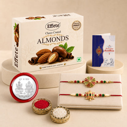 Rakhi gift for brother with Chocolate Almond(32-GM) | Rakhi Set | Assorted Gift Box
