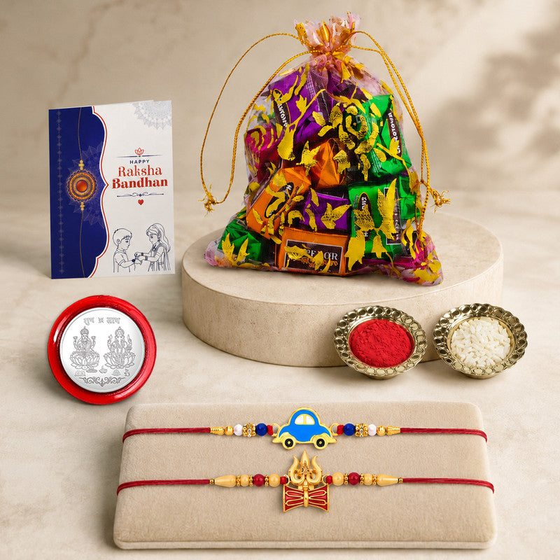 Designer Rakhi set of 2 with 10 Pcs chocolate | Rakhi for brother/sister | Assorted Rakhi