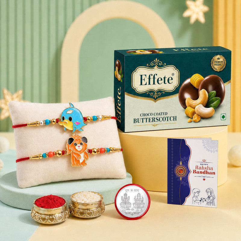 Kids Rakhi Combo with Chocolate Butterscotch(32gm) | Rakhi Gift set | Assorted Rakhi