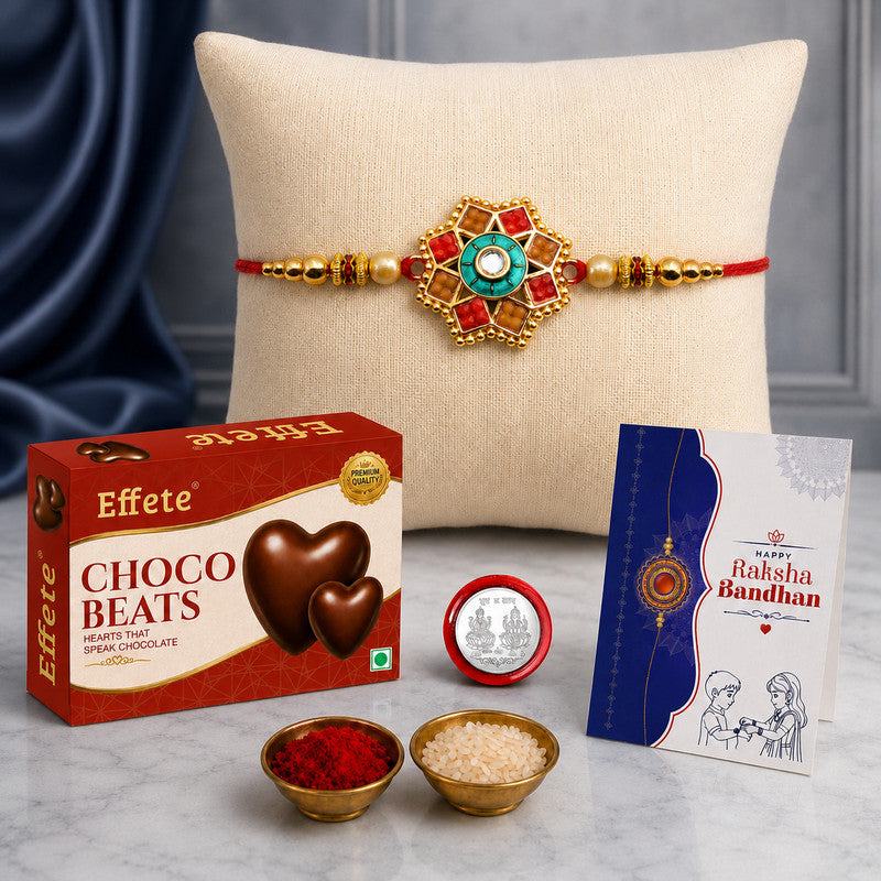 Designer Rakhi Combo with Choco Beats(32gm) | Rakhi for Brother/sister | Rakhi | Assorted