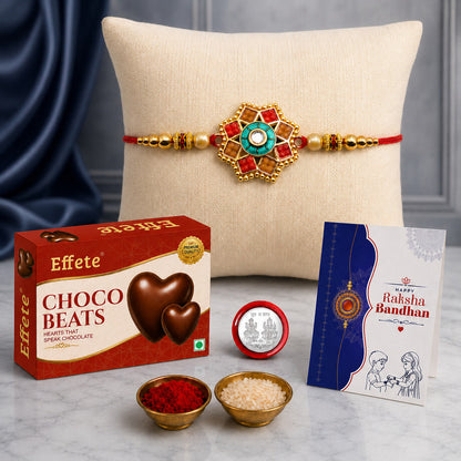 Designer Rakhi Combo with Choco Beats(32gm) | Rakhi for Brother/sister | Rakhi | Assorted