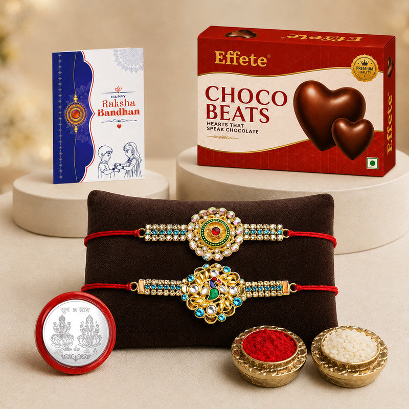 Designer Rakhi Combo with Choco Beats(32gm) | Rakhi for Brother/sister | Assorted Rakhi