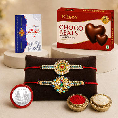 Designer Rakhi Combo with Choco Beats(32gm) | Rakhi for Brother/sister | Assorted Rakhi