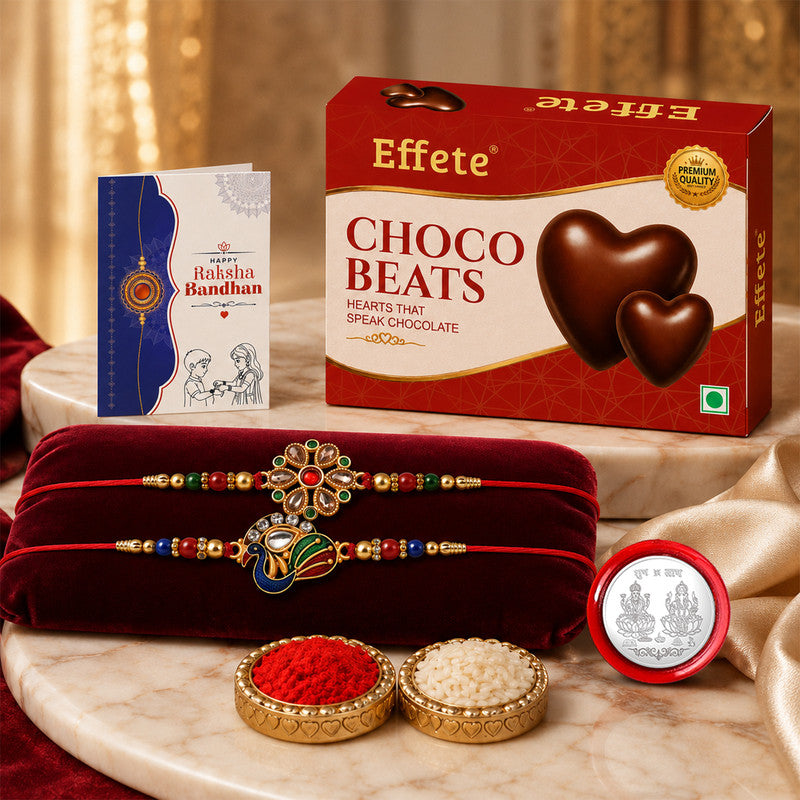 Designer Rakhi Combo with Choco Beats(32gm) | Rakhi for Brother/sister | Assorted Rakhi