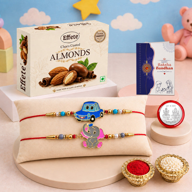Kids Rakhi Combo with Chocolate Almond(32gm) | Rakhi for Brother/sister | Assorted Rakhi