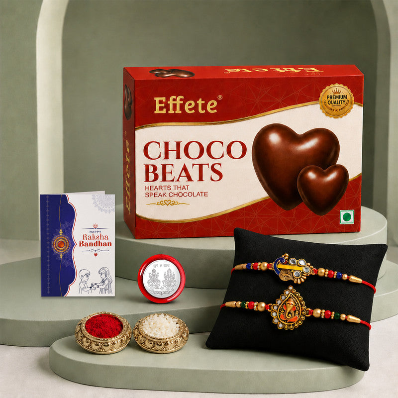 Designer Rakhi Combo with Choco Beats(32gm) | Rakhi for Brother/sister | Assorted Rakhi