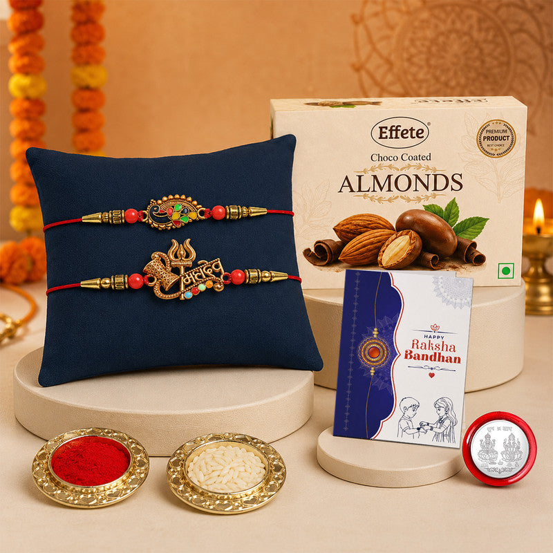 Designer Rakhi Combo with Chocolate Almond(32gm) | Rakhi for Brother/sister | Assorted