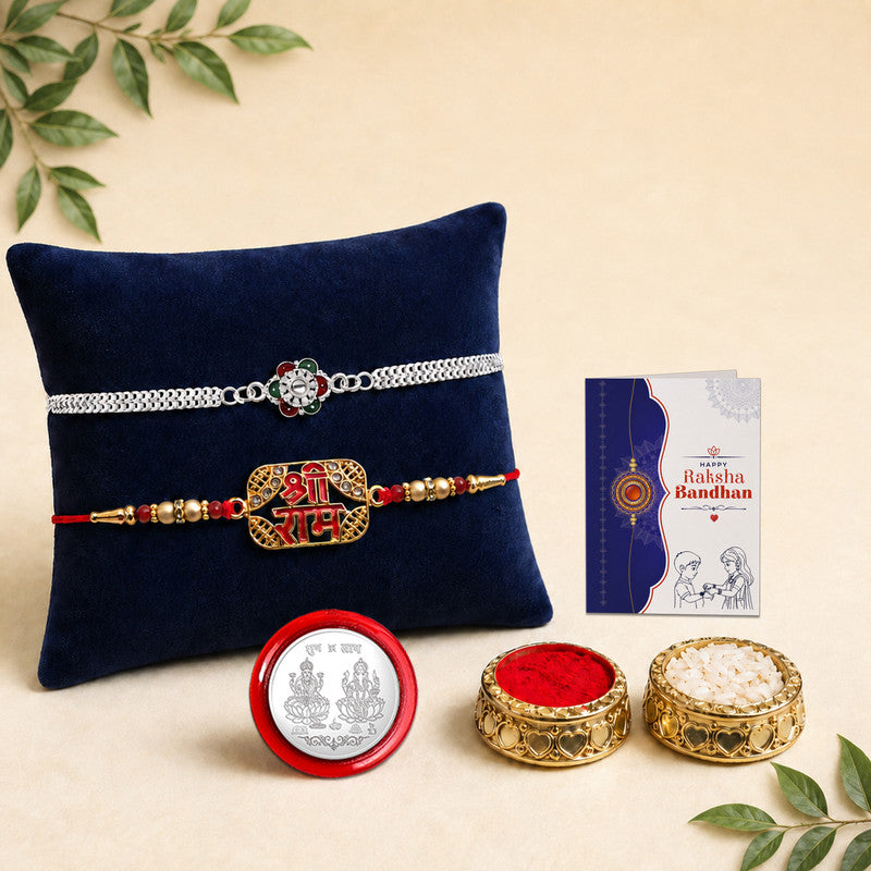periapt Bracelet Rakhi Combo Gift For Brother | Coin | Roli & Chawal | Greeting Card