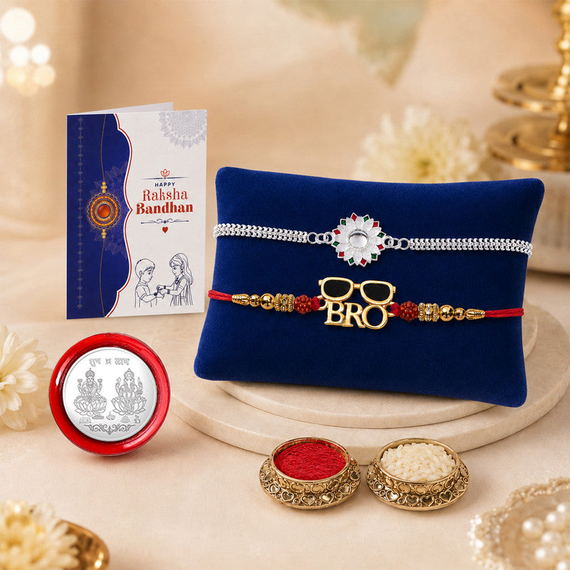 periapt Bracelet Rakhi Combo Gift For Brother | Coin | Roli & Chawal | Greeting Card