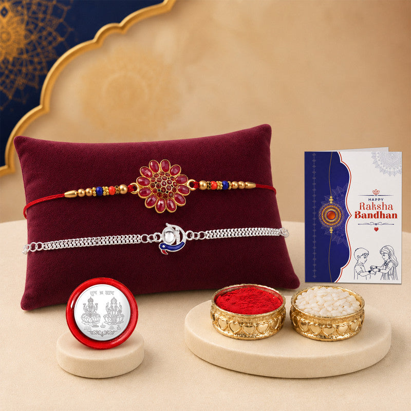 periapt Bracelet Rakhi Combo Gift For Brother | Coin | Roli & Chawal | Greeting Card