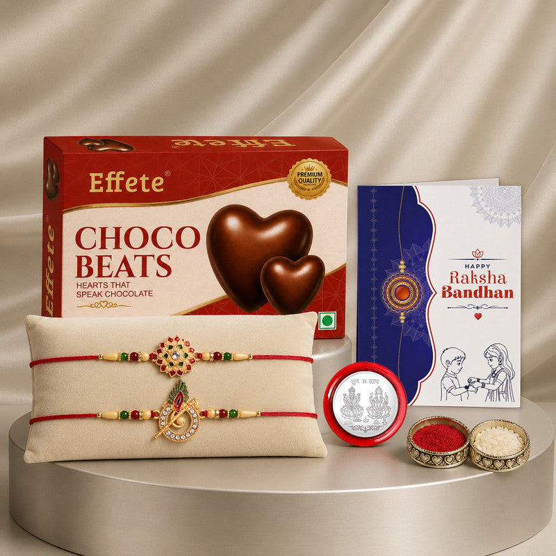 Designer Rakhi Combo with Choco Beats(32gm) | Rakhi for Brother/sister | Assorted Rakhi