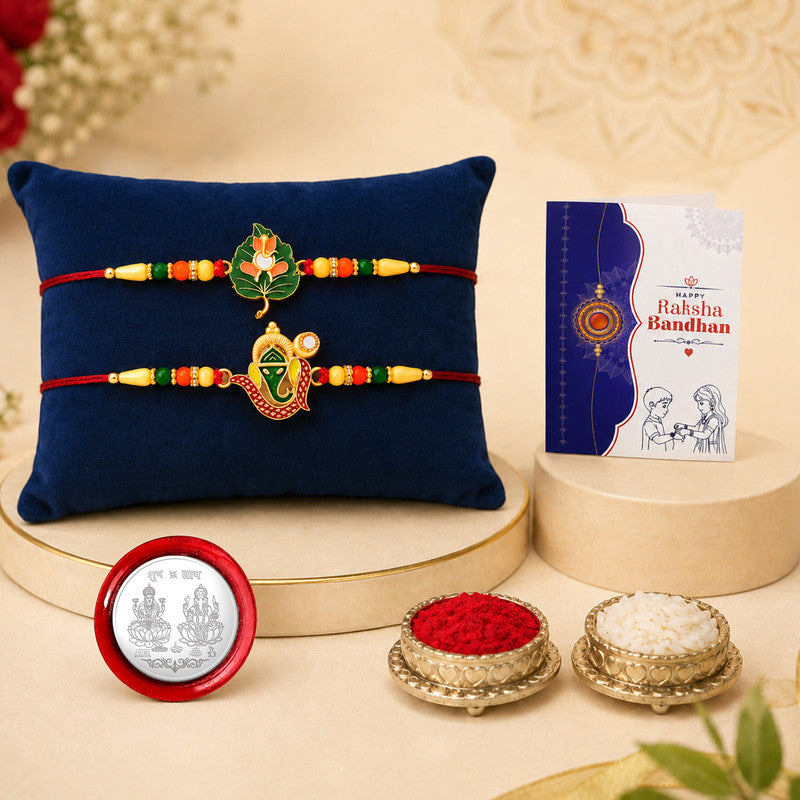 periapt Designer Rakhi Combo Gift For Brother | Coin | Roli & Chawal | Greeting Card