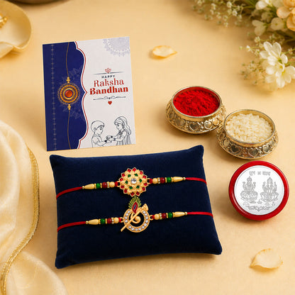 periapt Designer Rakhi Combo Gift For Brother | Coin | Roli & Chawal | Greeting Card