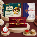 DeoDap Designer Rakhi Combo Gift Set for Brother | Butterscotch 32Gm | Chocolate