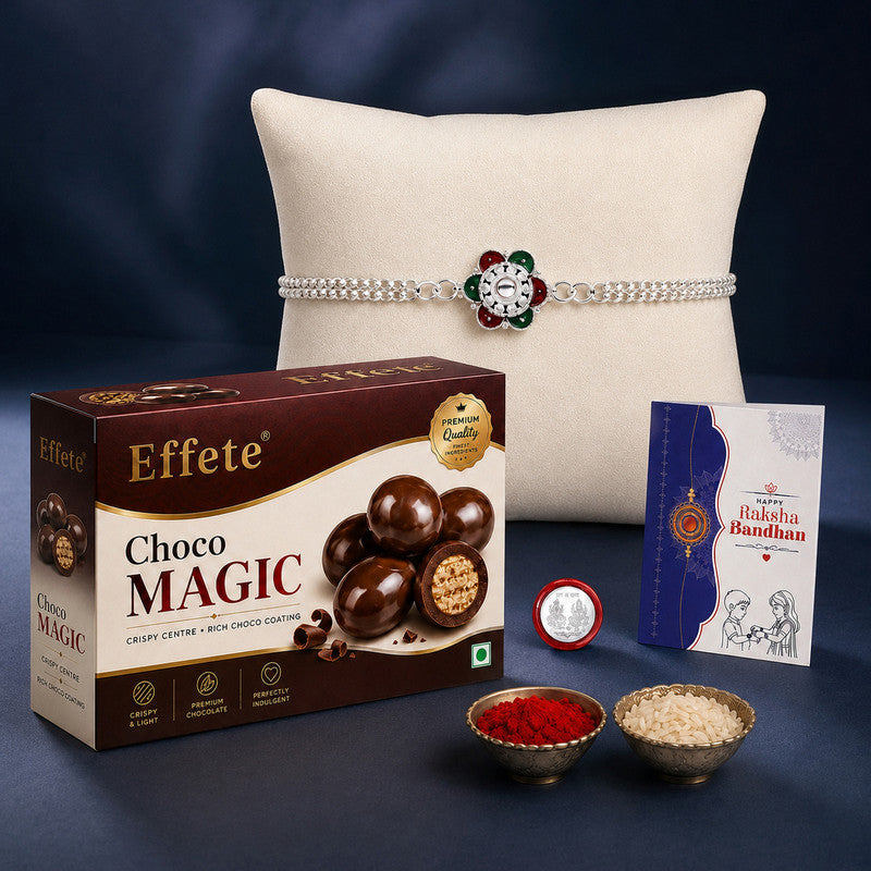DeoDap Bracelet Rakhi Combo for Brother with Chocolate Magic(32-GM)Rakhi Gift | Assorted