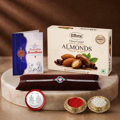 DeoDap Bracelet Rakhi Combo for Brother with Chocolate Almond (32-GM)Rakhi Set | Assorted