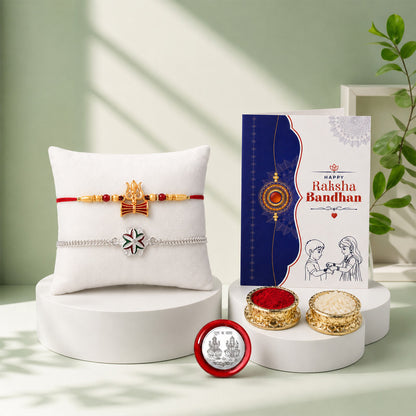 DeoDap Designer Rakhi Combo Gift Set for Brother | Assorted Rakhi, Chawal Roli Pack