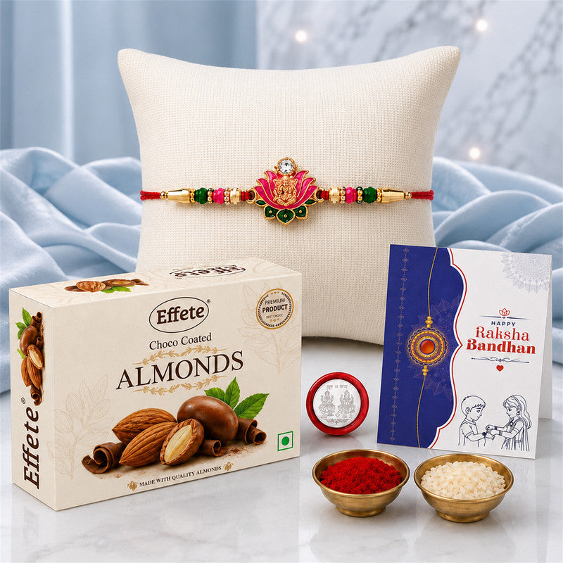 DeoDap Designer Rakhi Combo for Brother with Chocolate Almond (32-GM)Rakhi Set | Assorted