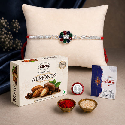 DeoDap Bracelet Rakhi Combo for Brother with Chocolate Almond (32-GM)Rakhi Set | Assorted