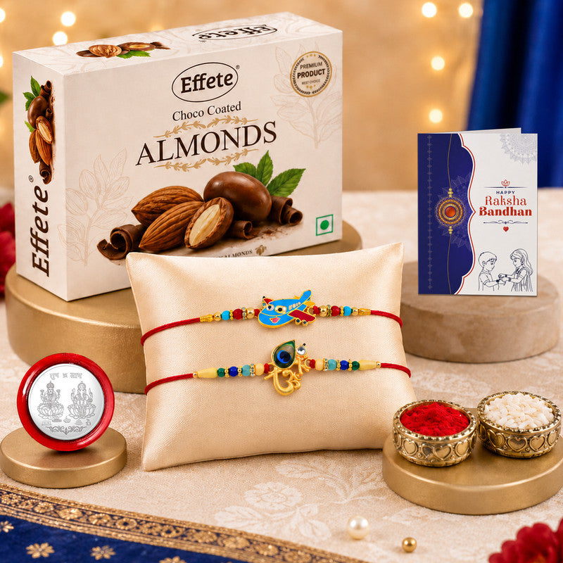 Kids Rakhi Combo for Brother with Chocolate Almond (32-GM)Rakhi Set | Assorted Rakhi Set