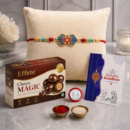 Designer Rakhi Combo for Brother with Choco Magic(32-GM)Rakhi Set of 1 | Assorted Rakhi