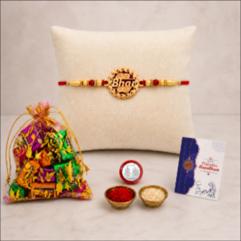 Rakhi gift for brother with 10pcs Chocolates | Rakhi Set of 1 | Assorted Gift Box