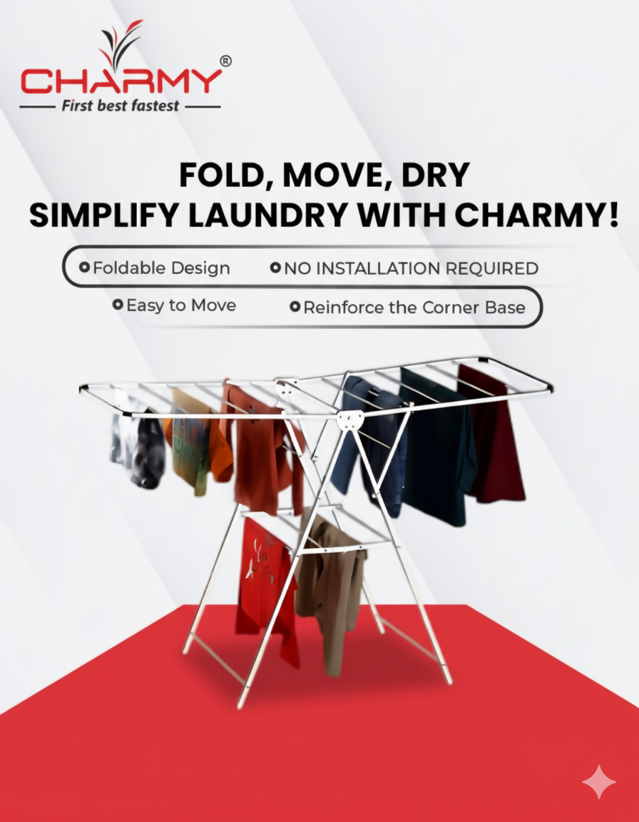 Foldable Stainless Steel Clothes Drying Rack | Single Layer | Rust-Resistant | 150 x 76 x 102 cm | Heavy-Duty