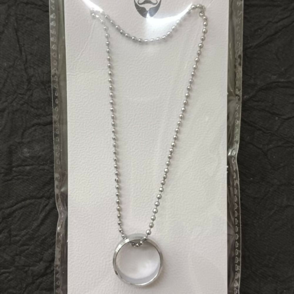 Elegant Small Silver Round Shape Pendant Necklace for Men