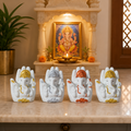Set of 4 Mini Ganesh Idol Showpieces for Home Temple, Office & Car Dashboard