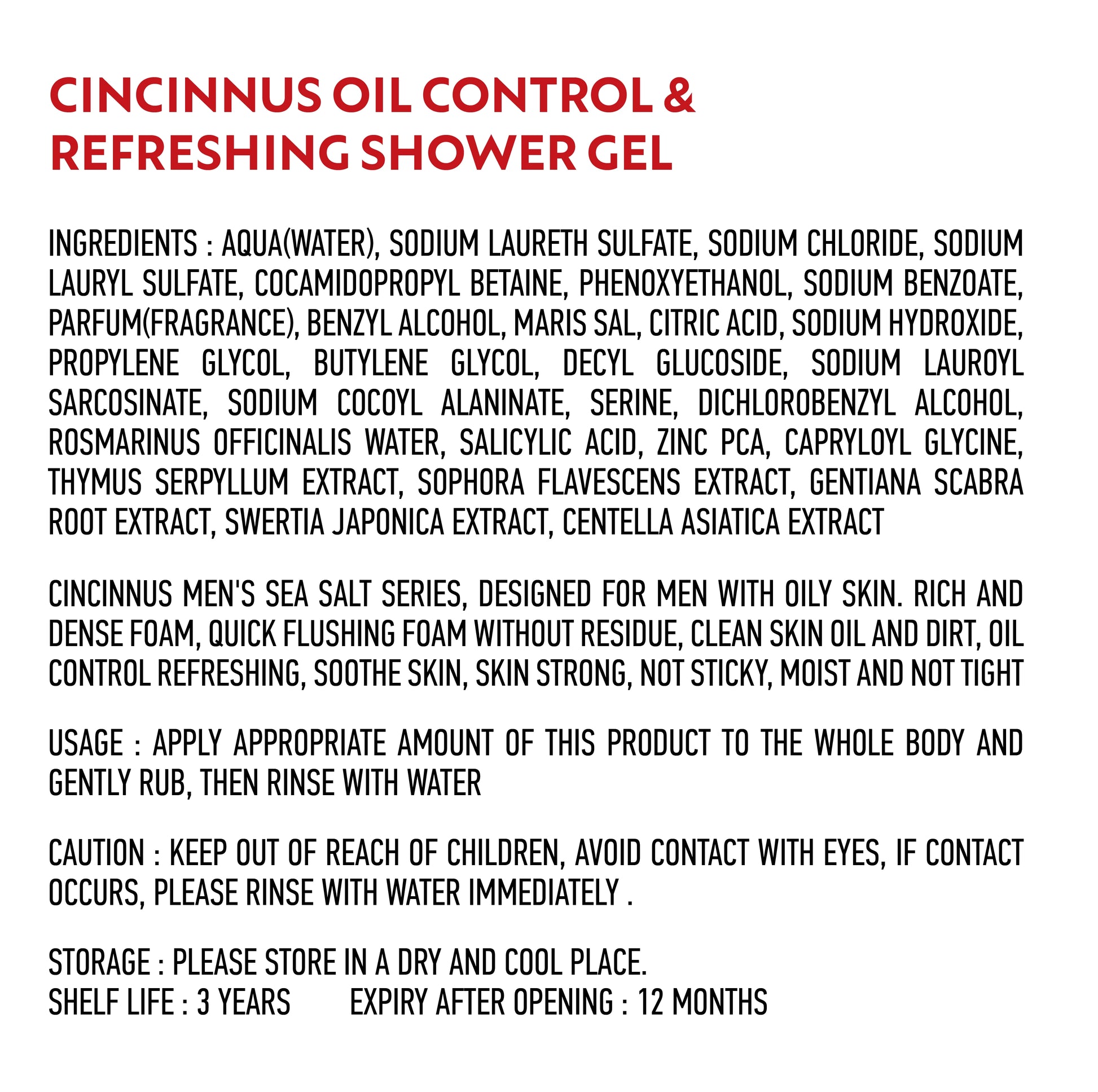 Application of Sea Salt Oil Control Shower Gel during shower