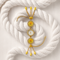 Radhe Women’s Yellow Beaded Bracelet Watch, Gold Tone Analog Fashion Wristwatch