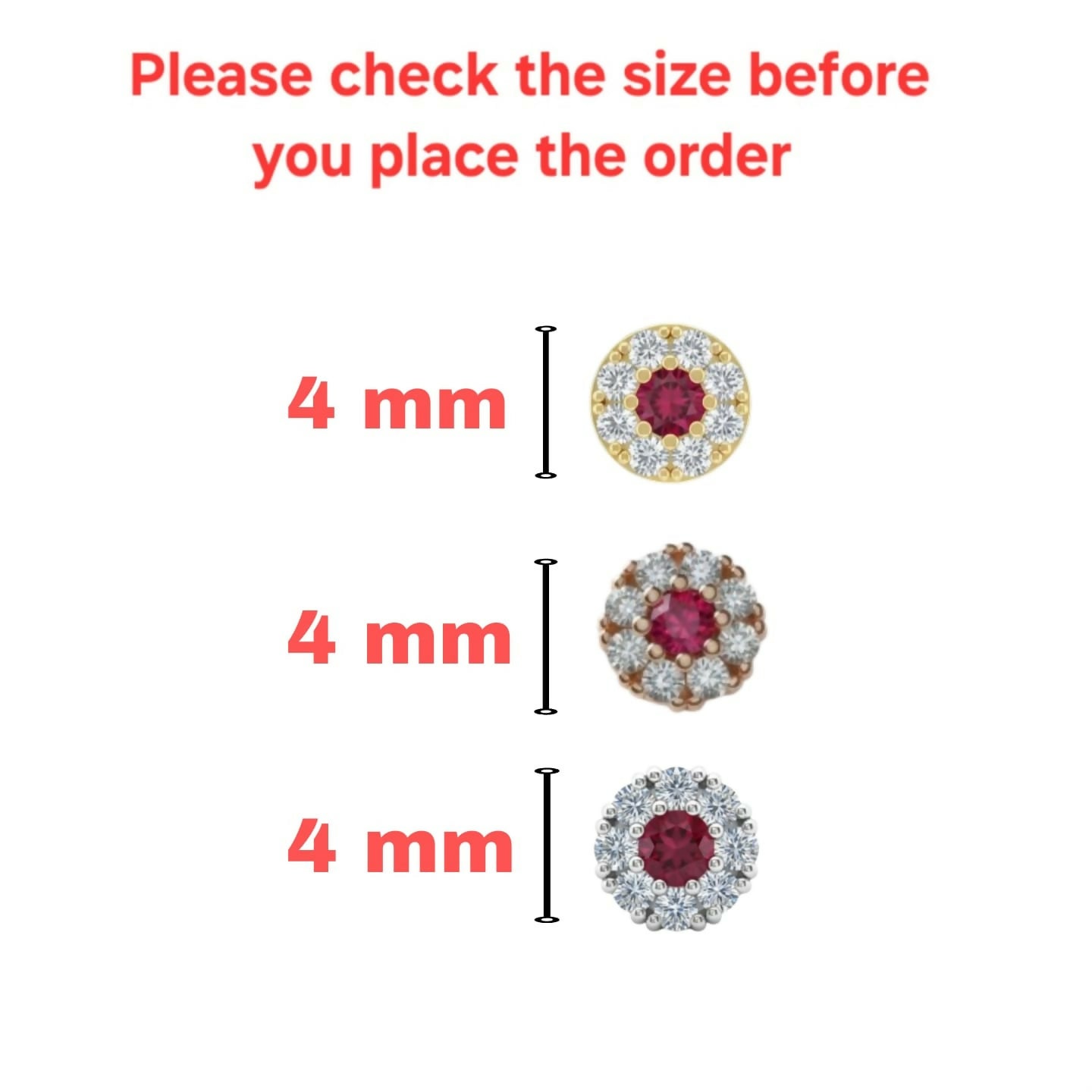 Silver plated ruby floral nosepin stud featuring vibrant ruby center and secure screw back