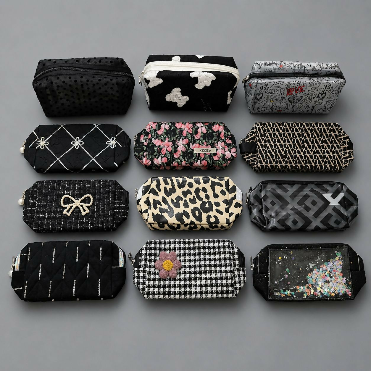 Stylish floral and quilted texture organizer pouch