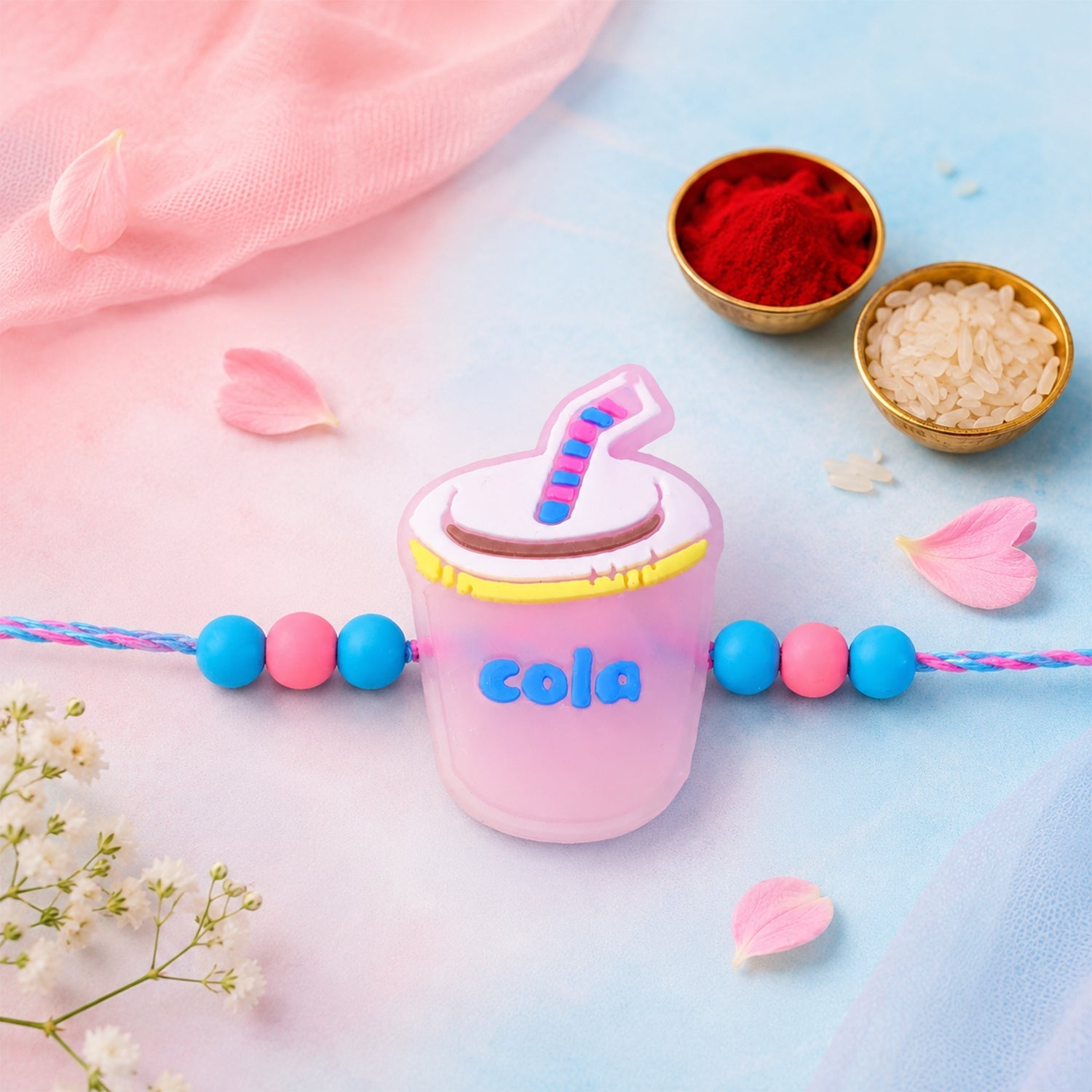 Cold Drink Cup Charm Rakhi Kids Beaded Designer for Brother (10pcs)