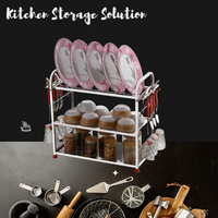 Regular Stainless Steel 18 x 18 Dish Rack | 2-Tier Kitchen Utensil Drainer | Plate Stand with Cutlery & Glass Holders