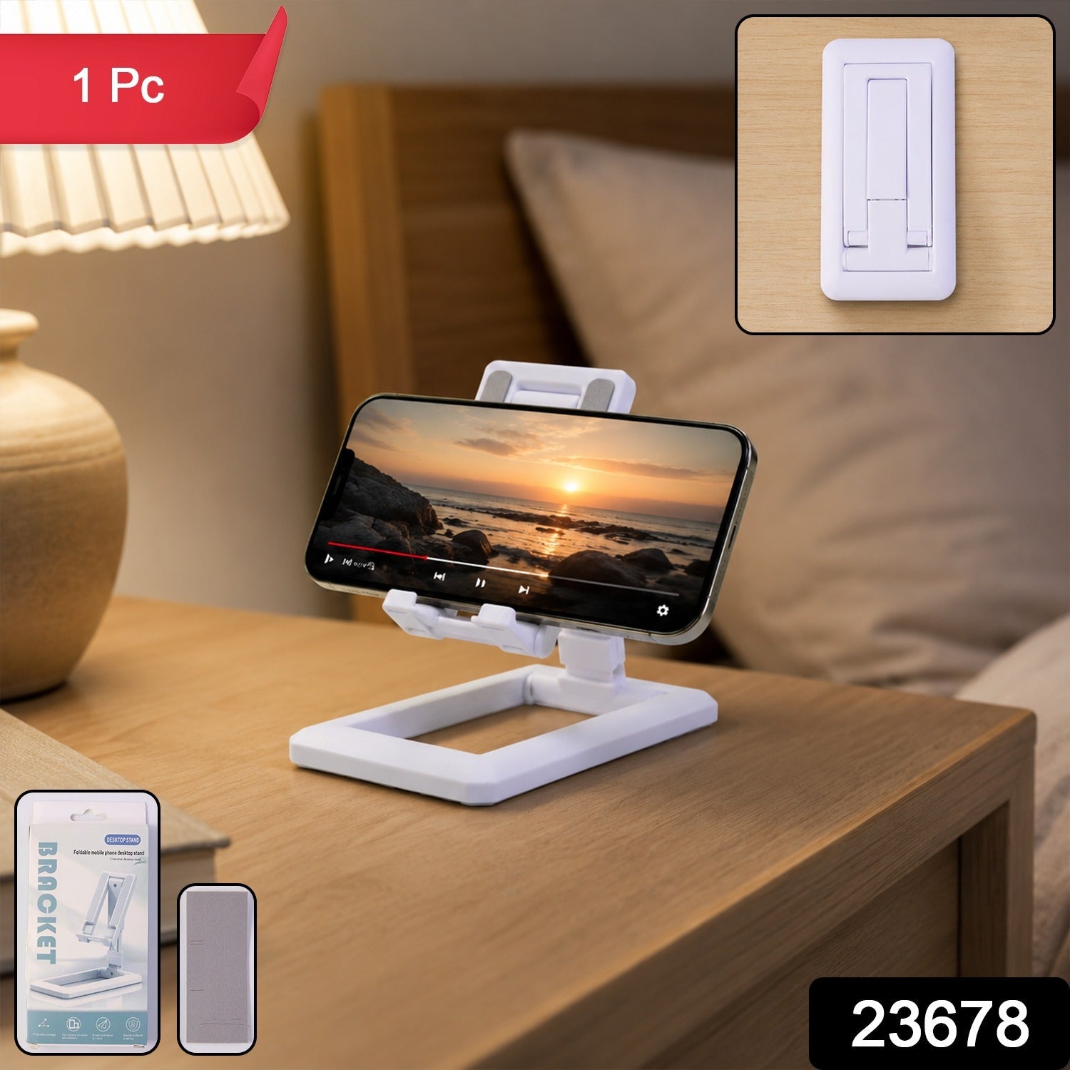 Foldable Plastic Mobile Phone Holder Stand Adjustable Desk Stand for Office (1 Pc)